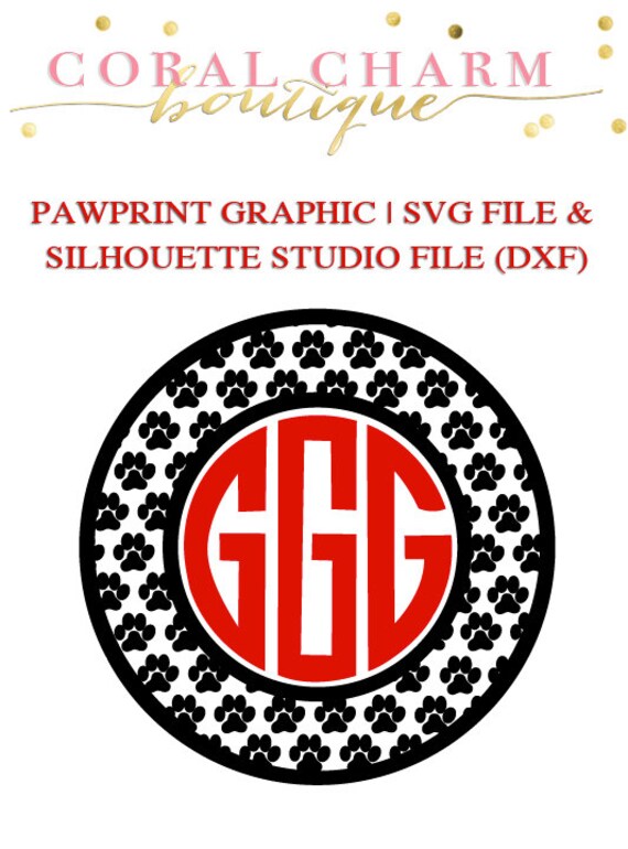 Download Paw Print Monogram Frame File for Cutting Machines SVG and