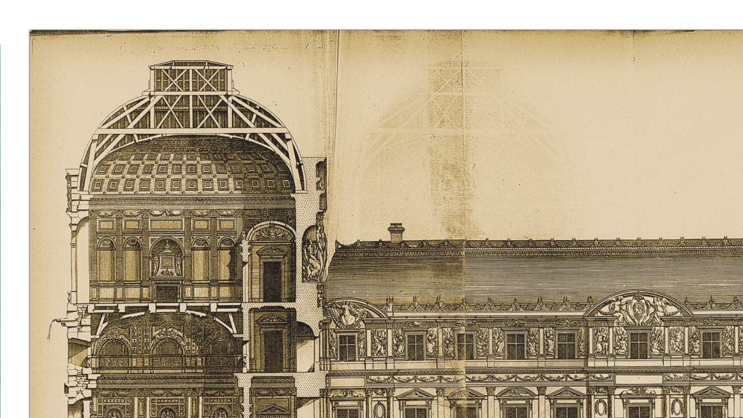 Paris Louvre Print : Elevation Louvre Paris by FirstClassDesignCo