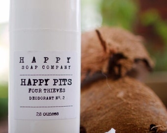 DEODORANT. All NATURAL DEODORANT, Happy Pits, Aluminum Free, Palm Free, 2.8 oz