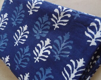 indigo hand block Print Cotton Fabric Fabric By Yard tissu indien Mordern fabric cotton robe girls dress indigo print vegetable dyed