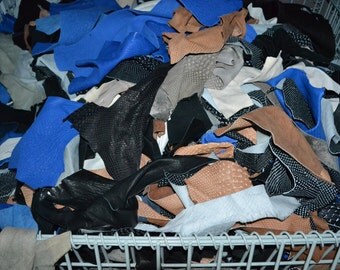 Scrap Leather Lambskin 1 pound 1-3 oz Remnants Mix, Handbag Trimming - 38745