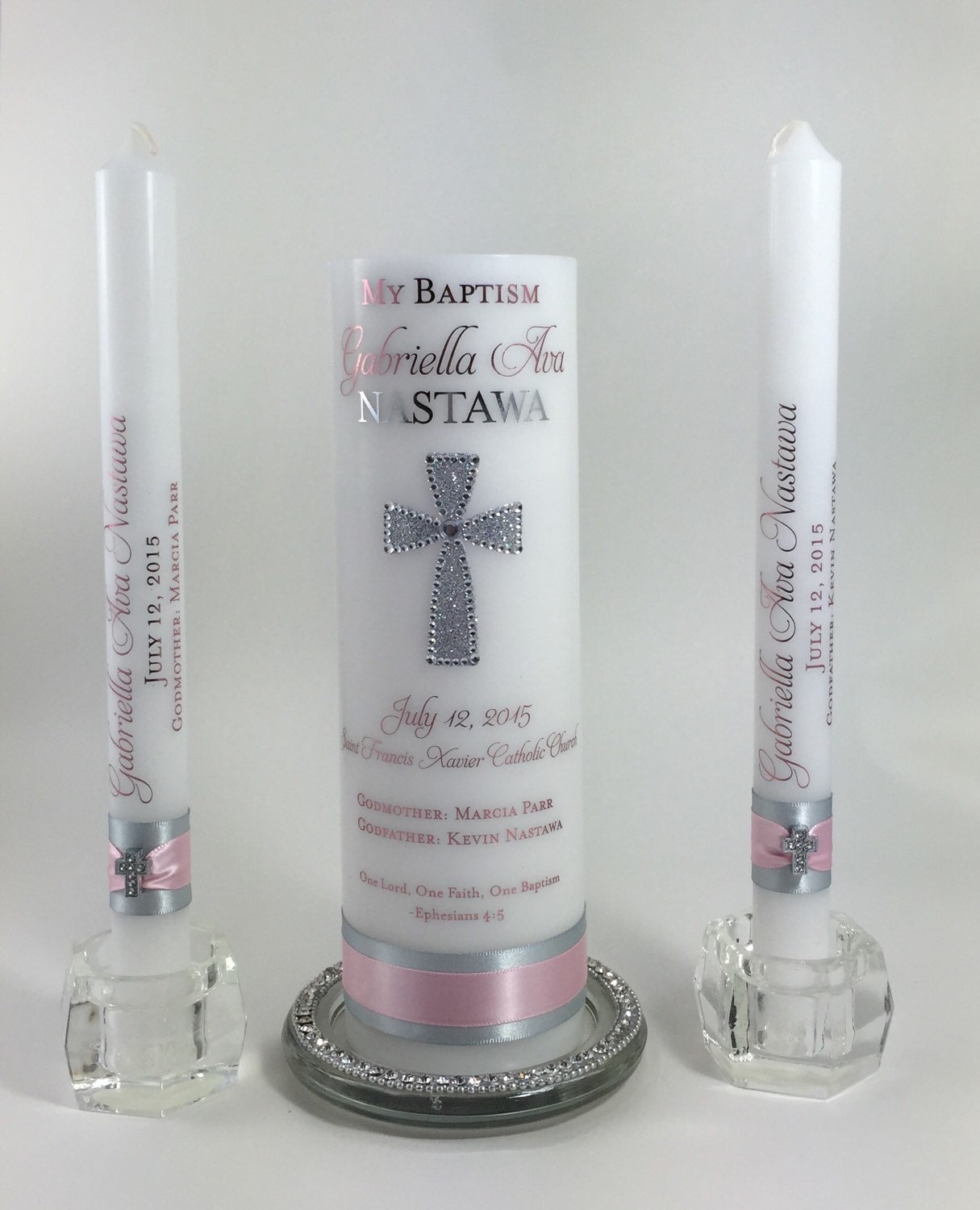 Personalized Baptism Candle Set Christening candle