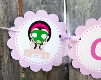 Spa Party Banner, Spa Birthday Banner, Spa Party Decorations