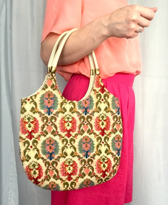Needlepoint Purse Vintage Floral Bag by MidwestVintageShop on Etsy