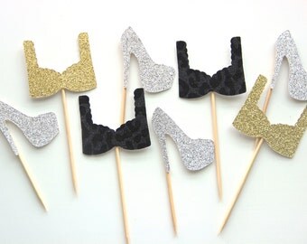 Bachelorette cupcake toppers, bachelorette party cupcake toppers, lingerie cupcake toppers, bridal shower cupcake toppers
