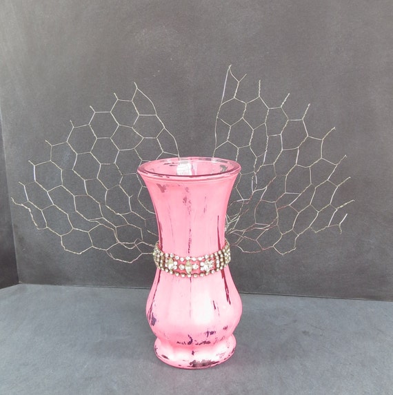 Rhinestone painting chalk  glass vases   Vintage Painted Glass, Painted Vase, Chalk Pink