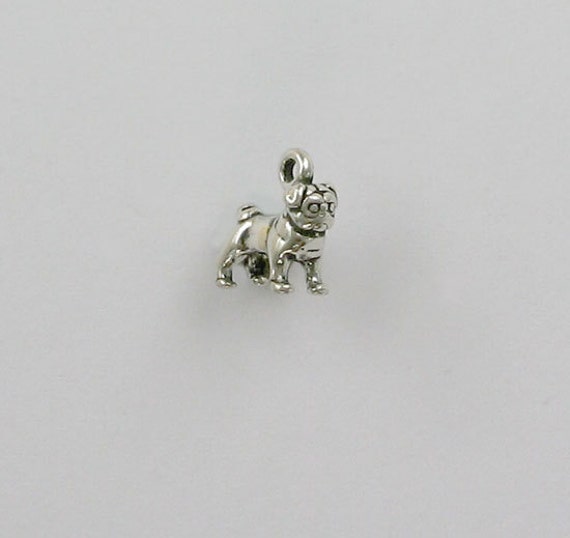 sterling silver pug charm sterling silver 3d miniature pug charm dc67 sterling silver pug charm sterling silver 3d miniature pug charm dc67
