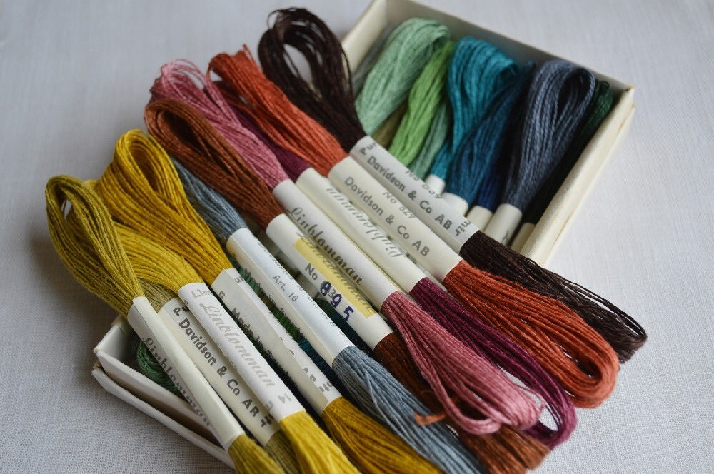 Box of vintage linen Linladan embroidery thread 20 skeins in