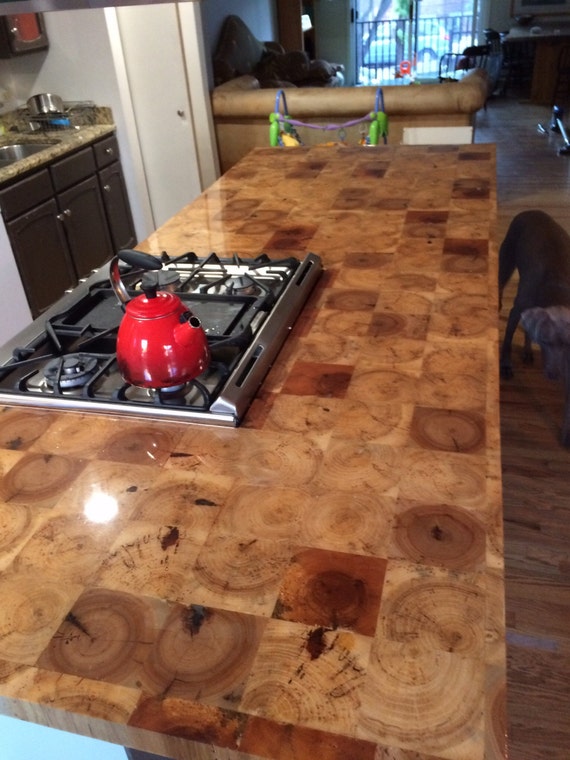 Reclaimed Barn Beam End-Grain Counter Top Table by 