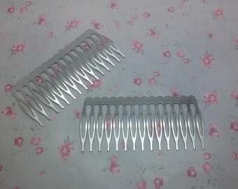 15pcs 15 teeth silver gray color metal hair comb , hair accessory comb 80x39mm , HA3115-15