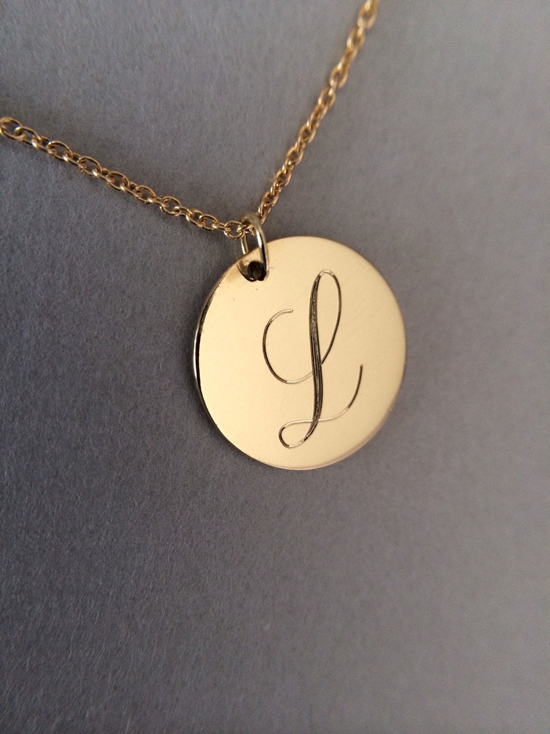14k solid gold initial necklace name necklace by NOSTALGII on Etsy