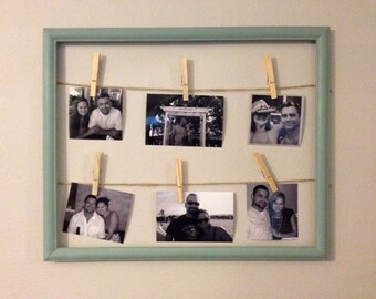 Clothespin Picture Frame, open frame, picture display, shabby chic, house warming gift, kids art work display, memo board, gallery wall