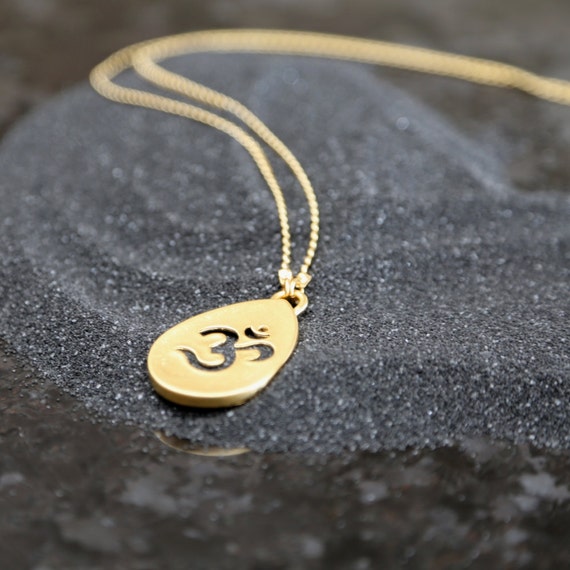Om necklace 14k gold necklace Long NecklaceYoga by Toshjewelry