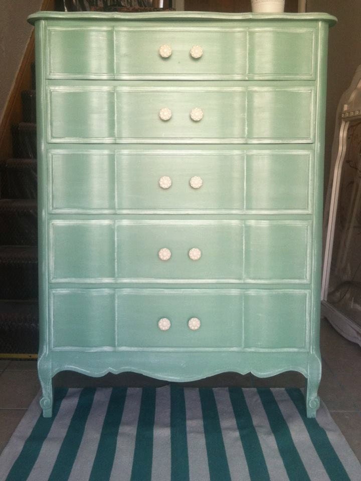 French Provincial High Boy Dresser,Mint,sea foam green ...