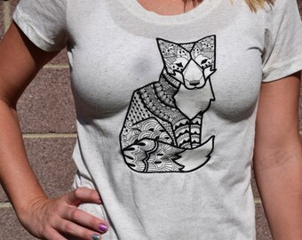 Triblend Embroidered Womens Fox Shirt, Border Collie Clothes, Dog T Shirt, Custom Shirt