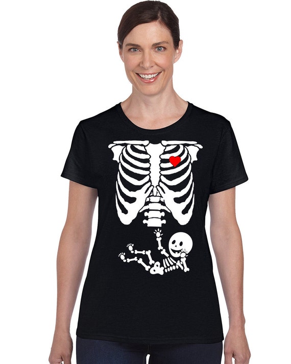 Skeleton Baby Maternity Shirt Pregnancy Halloween by CTapparel