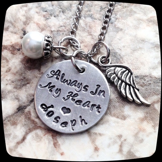 Memorial Necklace Always In My Heart Remembrance by ThatKindaGirl