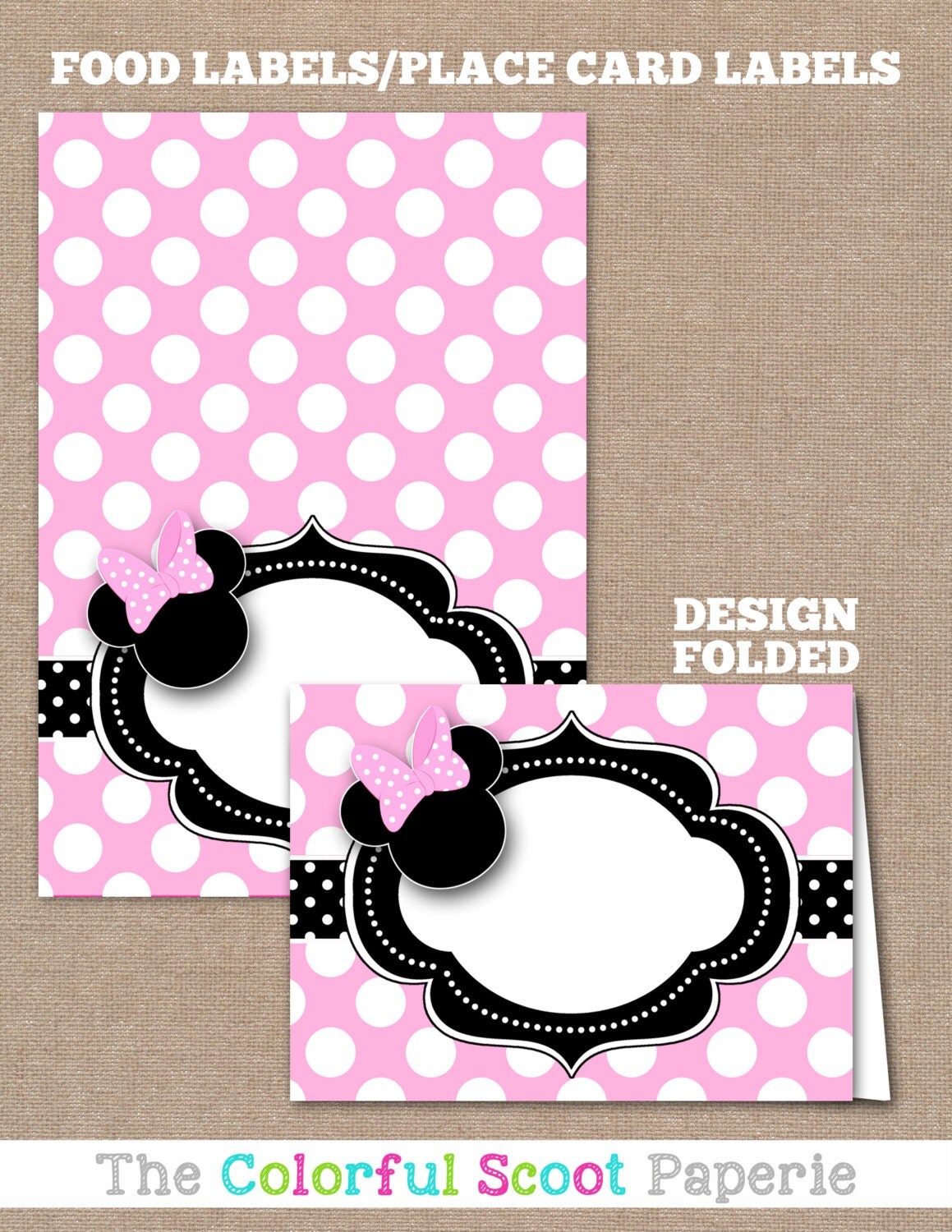 Minnie Mouse Food Labels Minnie Mouse Buffet Labels Minnie