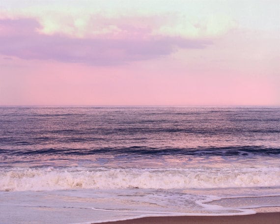 Pink purple beach photography ocean art print lavender pink