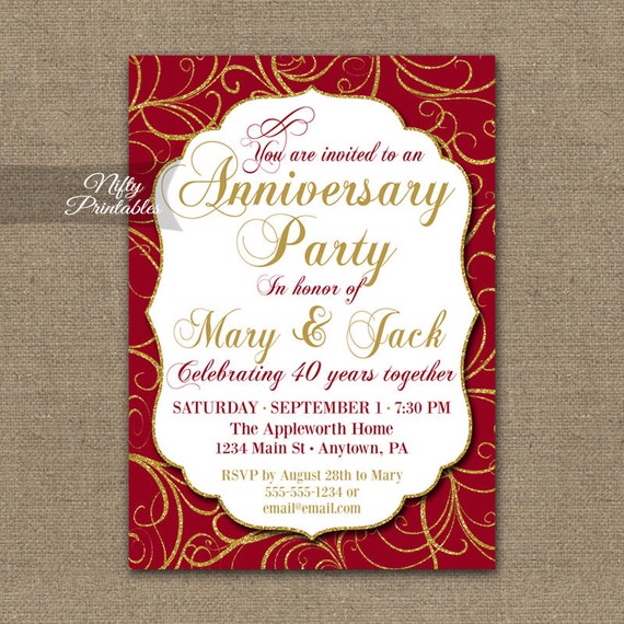 Free Printable 40Th Anniversary Invitations 8