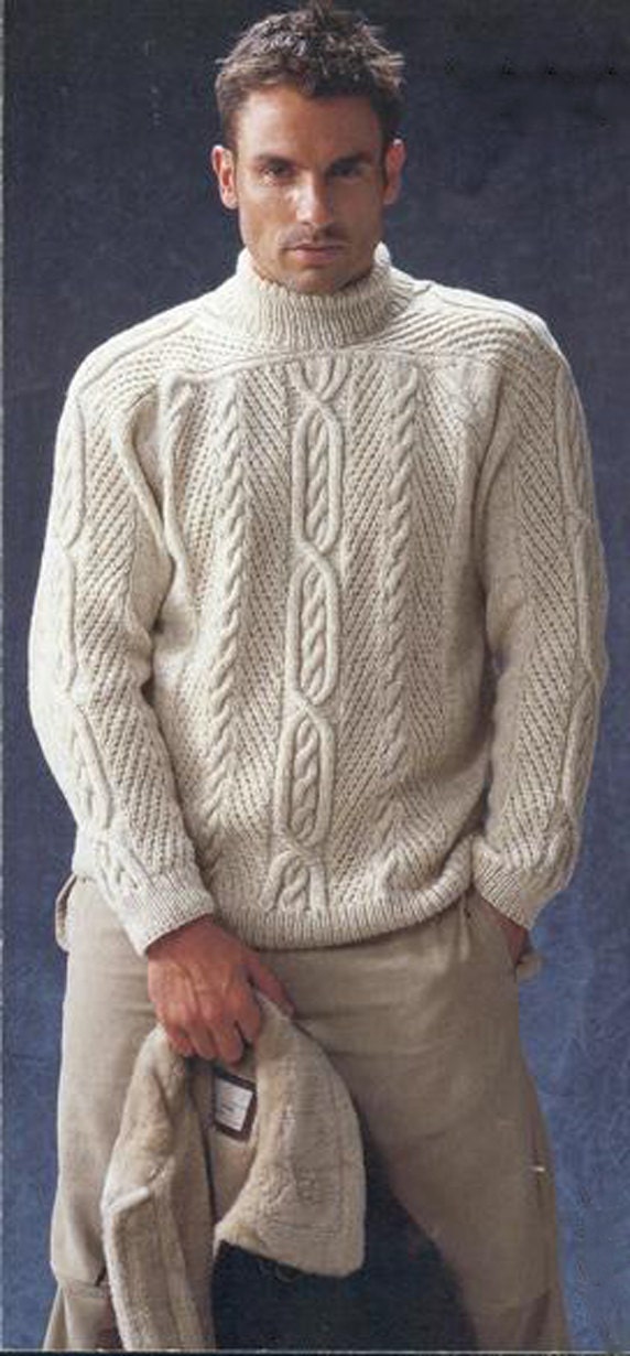 MADE TO ORDER Sweater turtleneck men hand knitted sweater