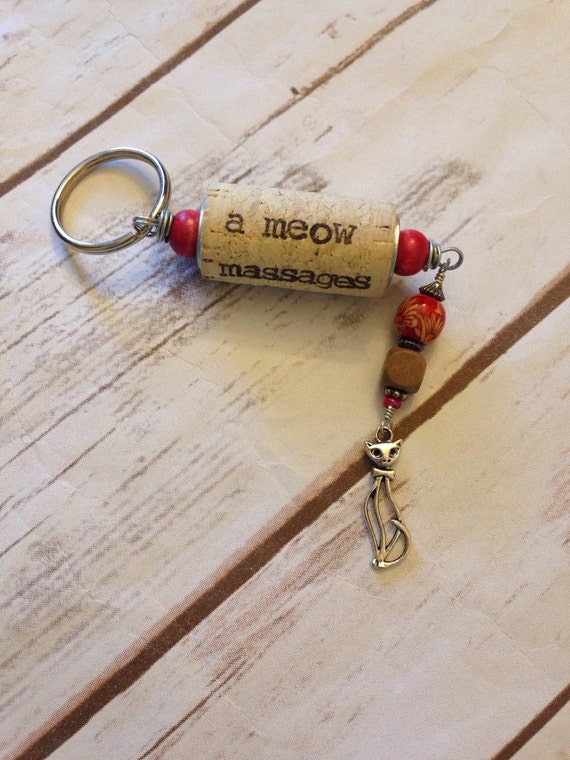 Items similar to Cat Lover's Wine cork key ring on Etsy