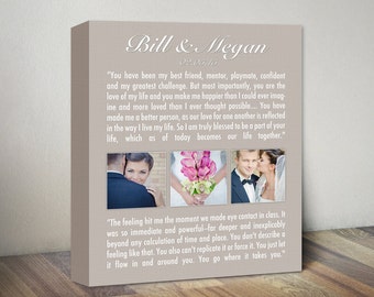 Personalized Wedding Vows Gift, Wedding Vows Canvas, Wedding Vows Anniversary Canvas Artwork, Anniversary Gift, Custom Vows & Photo Wall Art