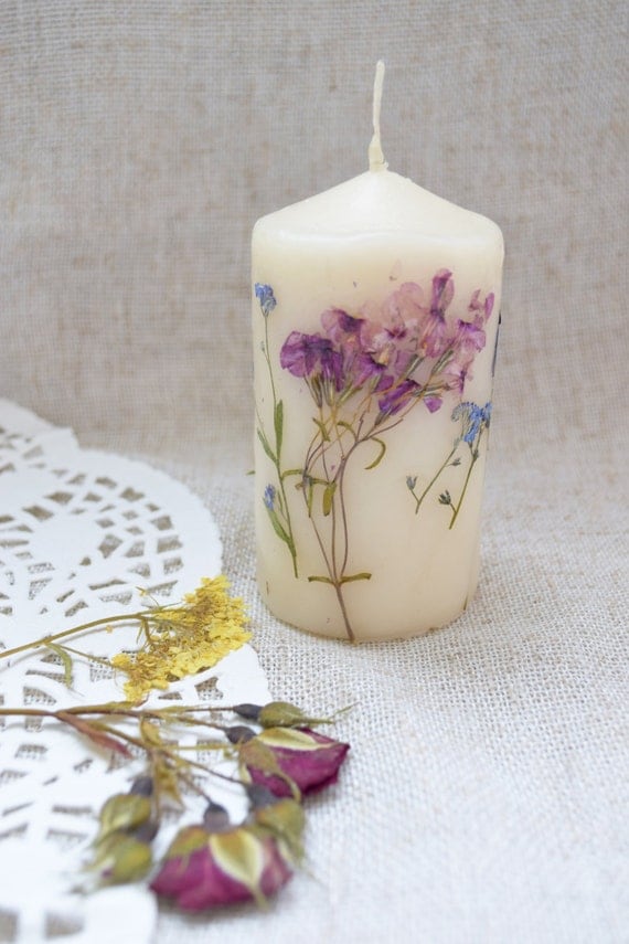 Real Dried Flower CandleHerbal candleHand by
