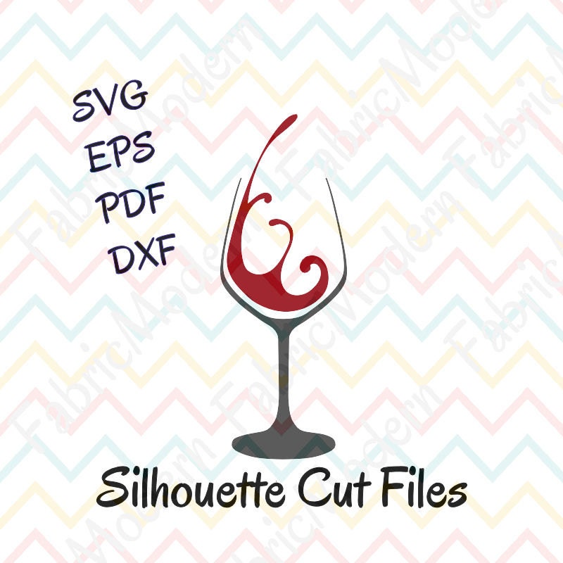 WINE GLASS Silhouette SVG cutting file svg eps dxf by FabricModern