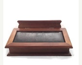 Montgomery Ward Jewelry Box ~ Men's Wood and Leather Jewelry Box ~ Vintage Unisex Jewelry Box