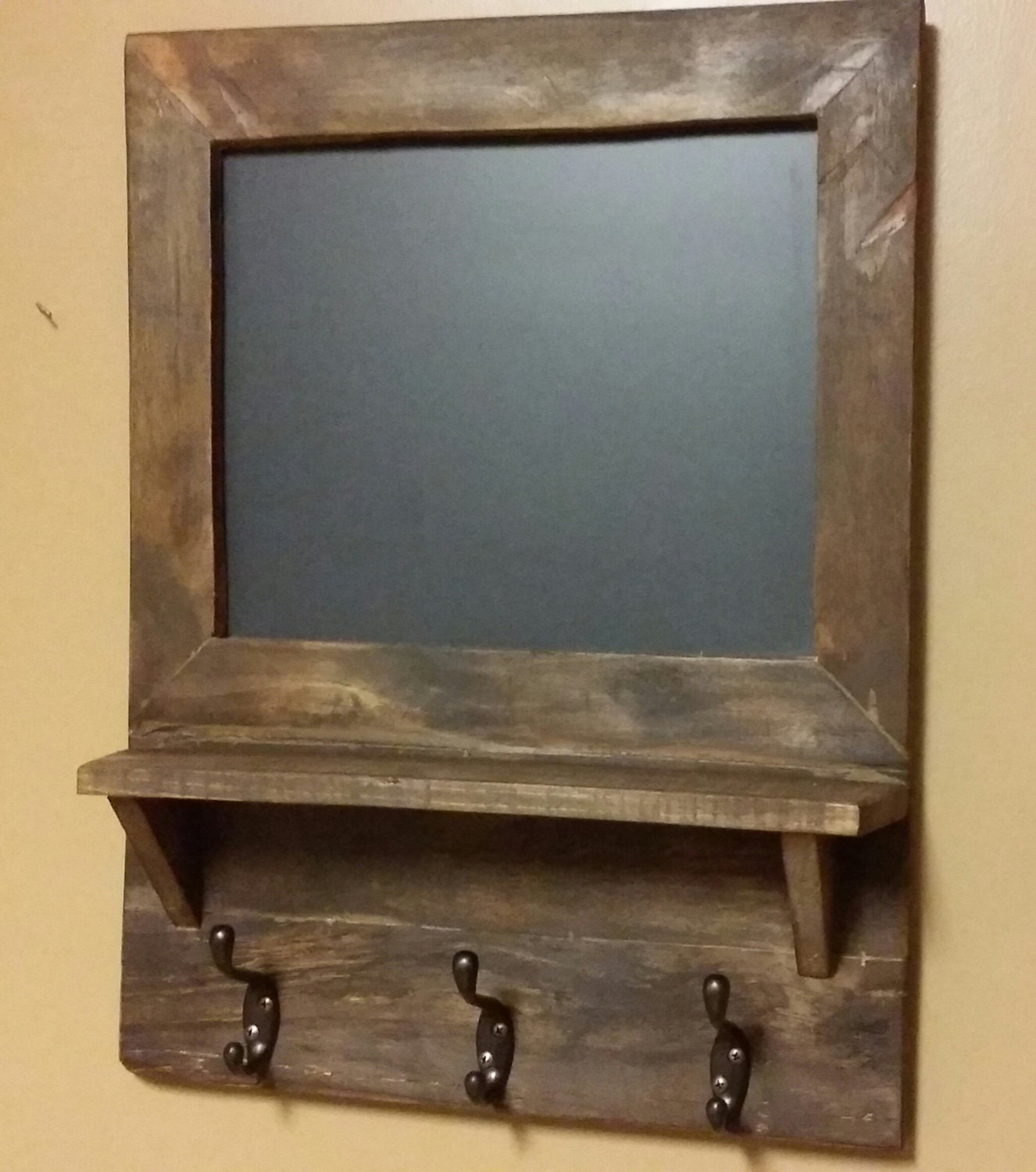 Rustic Decor chalkboard shelf coat rack hall shelf Country