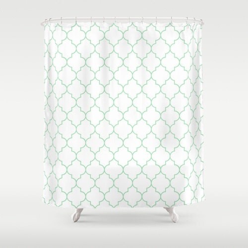 Shower Curtain Mint Green Quatrefoil Dorm Shower Curtain