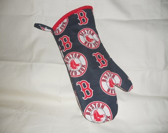 Boston Red Sox BBQ Mitt with Quilted Thermo Lining and Assorted Trim Colors