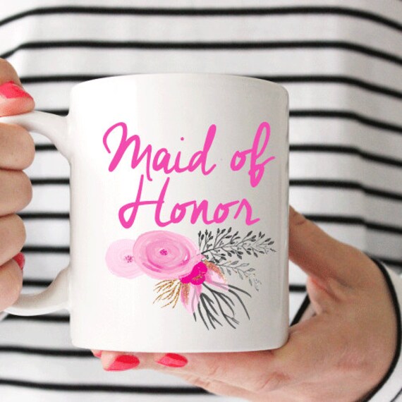 Floral Maid of Honor Coffee Mug Coffee Cup Large Coffee