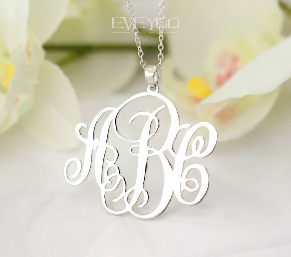 1.5 Monogram necklace Sterling Silver monogram necklace by EVEYOO