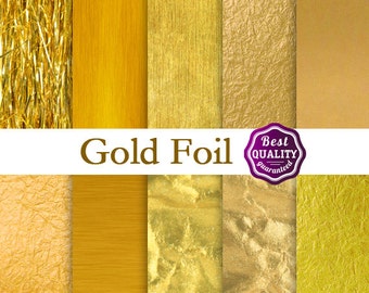Gold Foil Digital Paper: Metallic Gold Digital Paper * Gold Foil - Instant download Gold Paper