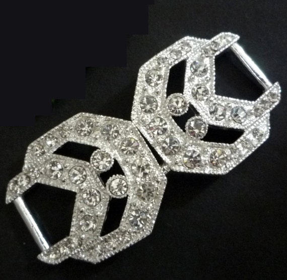 1 Pr Bridal Clear White Rhinestone Clasp Clothing Buckle