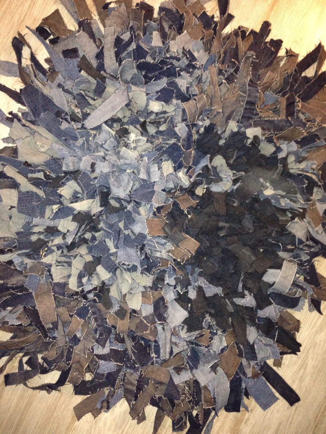 Blue Jean Shaggy Rag Rug 6'x6' by GreenerHomeDecor on Etsy