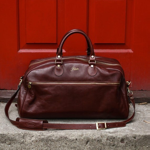 Leather Bowler Bag 22 / Floto 141245 Brown / Travel Bag
