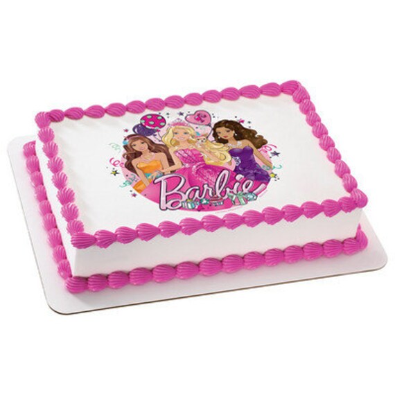Edible+Barbie+Cupcake+Toppers Barbie Glitter Birthday Edible Cake or Cupcake Toppers - Choose Your ...