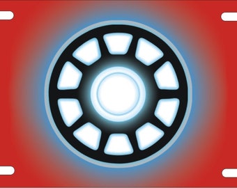 Iron Man Arc Reactor red background Custom Novelty License Plate front Auto plate