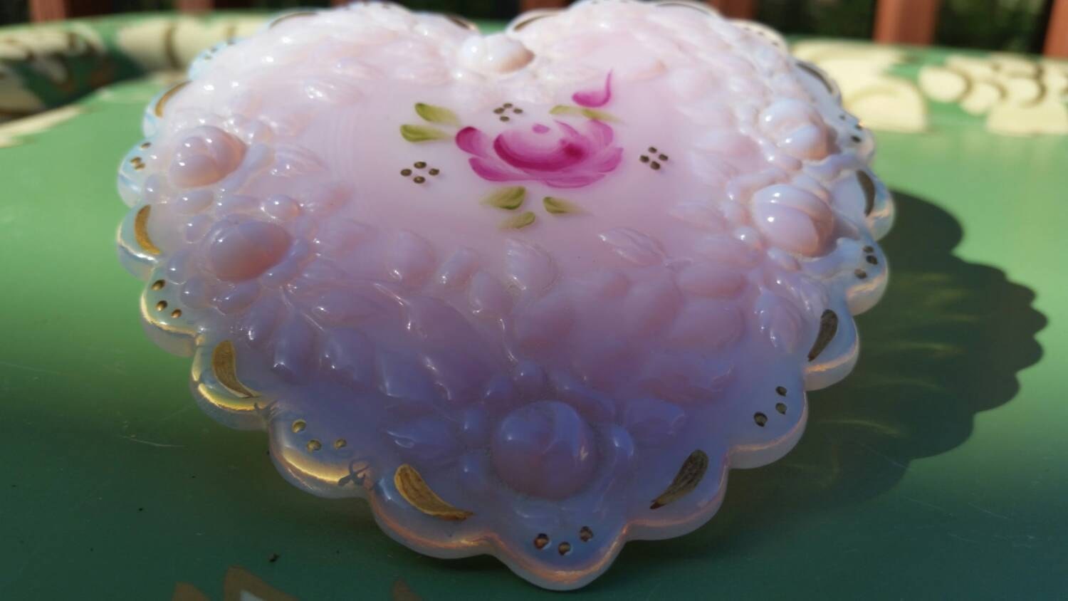 Vintage Fenton Pink Heart-Shaped Glass Trinket Box – Perfect Mother’s ...