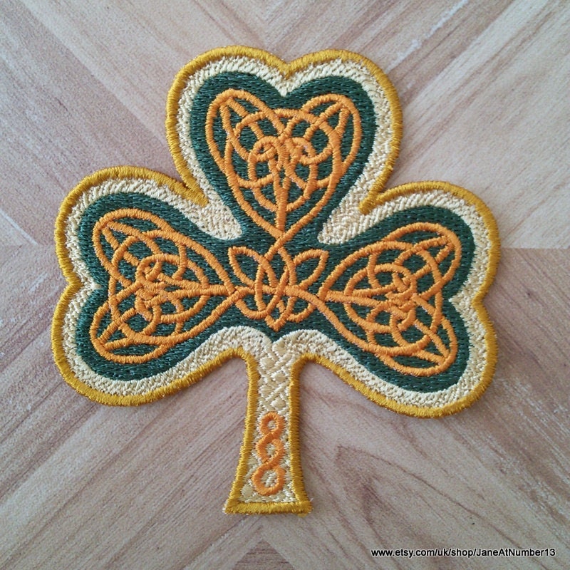 Celtic knot shamrock applique sew on patch by JaneAtNumber13