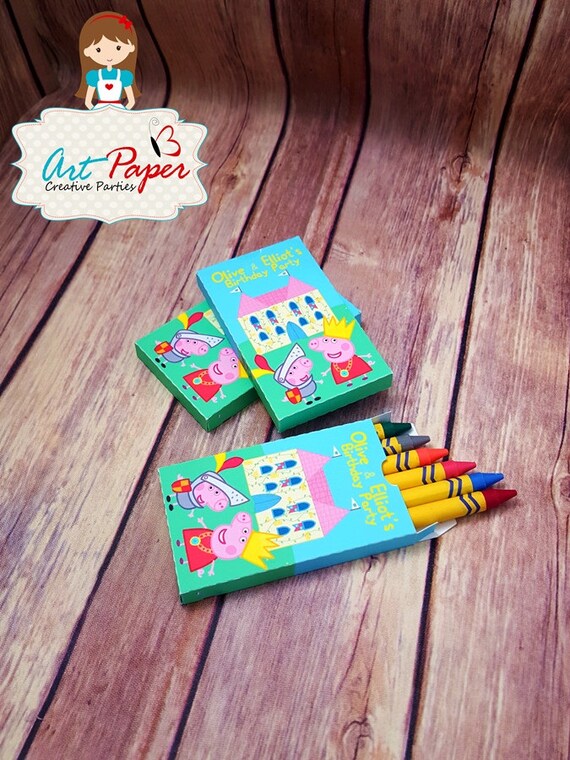 10 Peppa Pig personalized crayons to party by ArtPaperParty