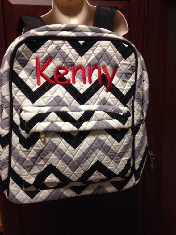 grey quilted backpack
