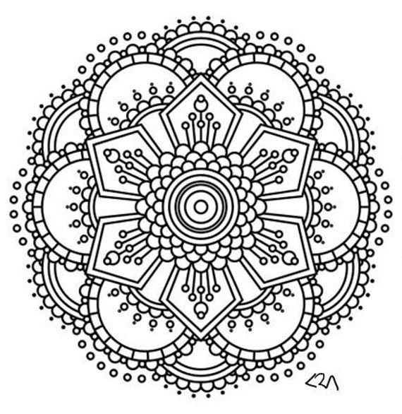 Download Items similar to Mandala Adult Coloring Page #2 on Etsy