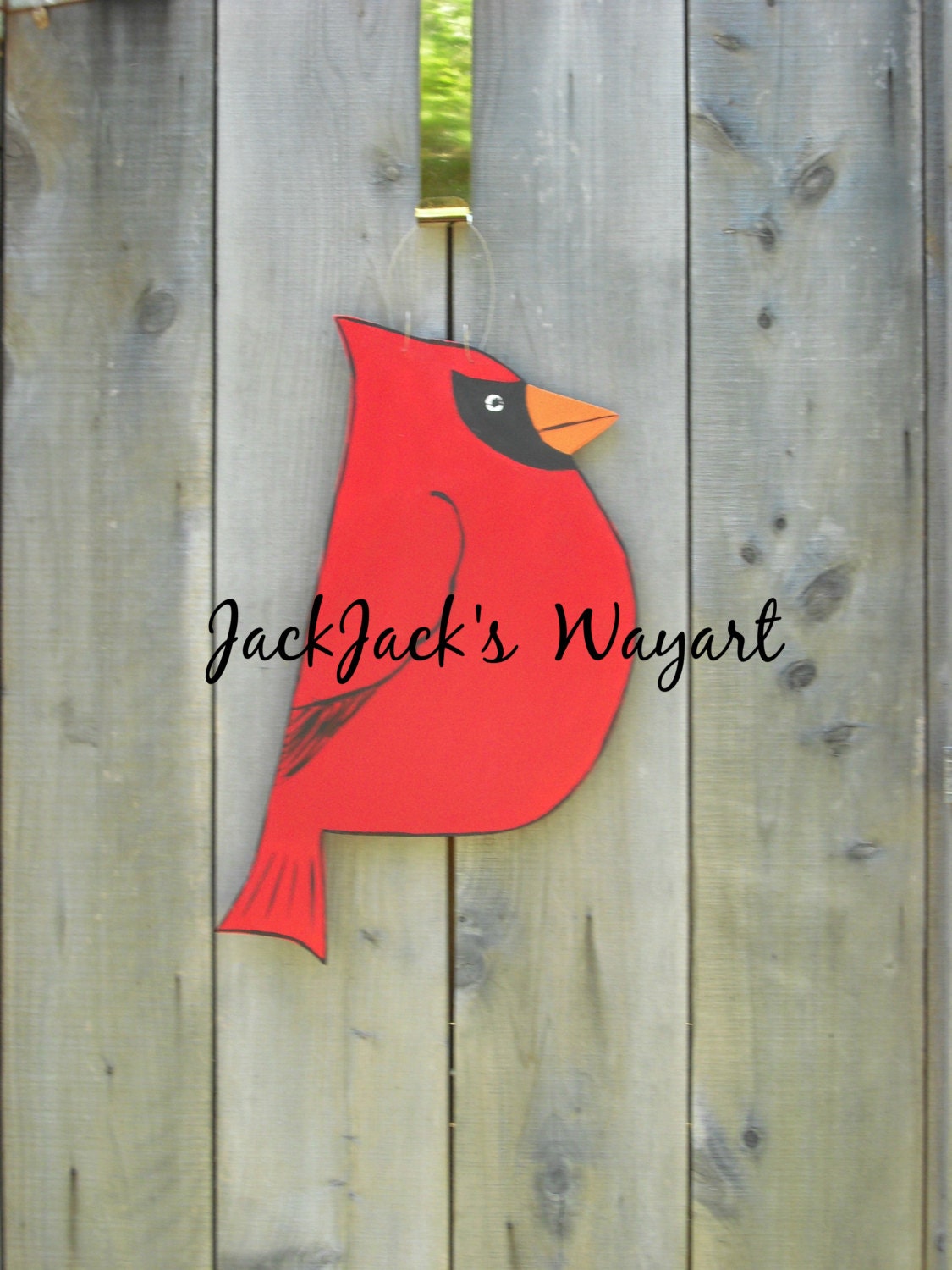 Cardinal door hanger Red bird door decor by JackJacksWayart