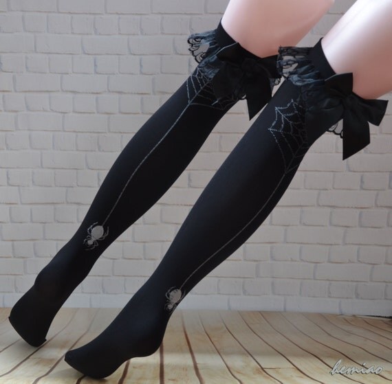 black lace knee high stockings