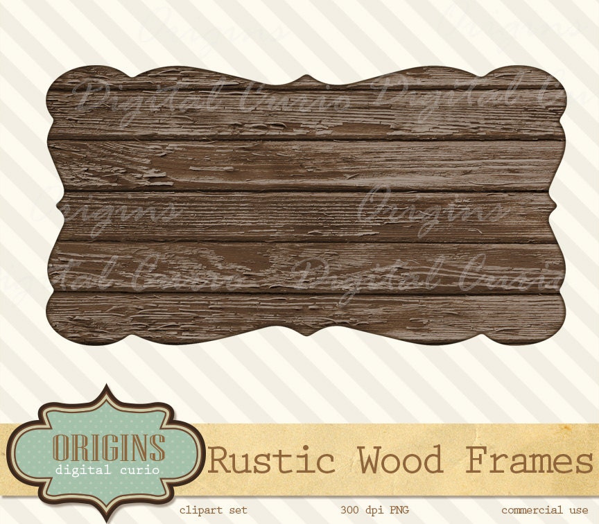 Rustic Wood Frames Clipart, Digital Shabby Chic Clip Art, Wood Labels ...