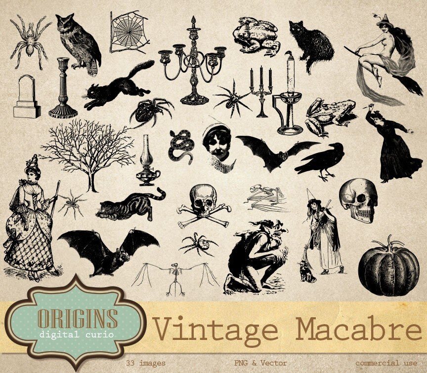 Download Vintage Macabre Halloween Clipart Halloween Vector Graphics